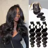 MLIP Hair 15A Raw Indian Human Hair Bundles with 2x6 HD Lace Closure - Women's Long Unprocessed Virgin Body Wave Weave, Natural Black & Brown, Shiny, Tangle-Free, Soft & Thick Bundles, Customizable Any Length, Curl/Dye Freely, Triple Lifespan