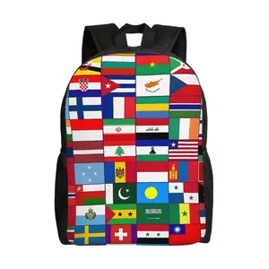 1PC Back to School First Day of School World Flags Daypack Men Women Adult Outdoor Sports Backpack Washable Bookbag