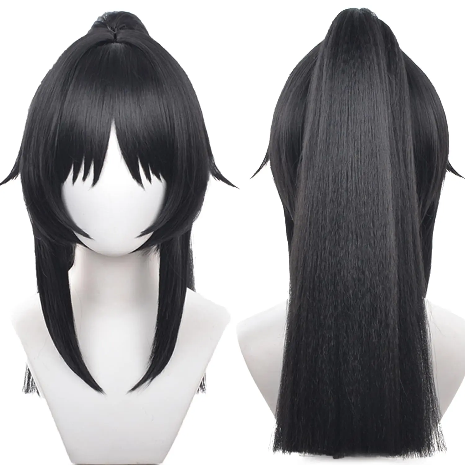 Anime Black Wigs with Bangs & Detachable Ponytail COS Cat Mama Nekomata Wig Yandere Ayano-chan Character Halloween,Christmas,Comic con,Game Show,Party