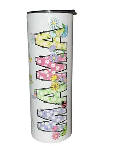 MAMA Spring Flowers - ADD NAMES - 20oz oz 20 oz. 20oz. - Skinny Straight Sublimation Tumbler - Amy's Tumbler Junkies - Your Favorite Tumbler Shop!