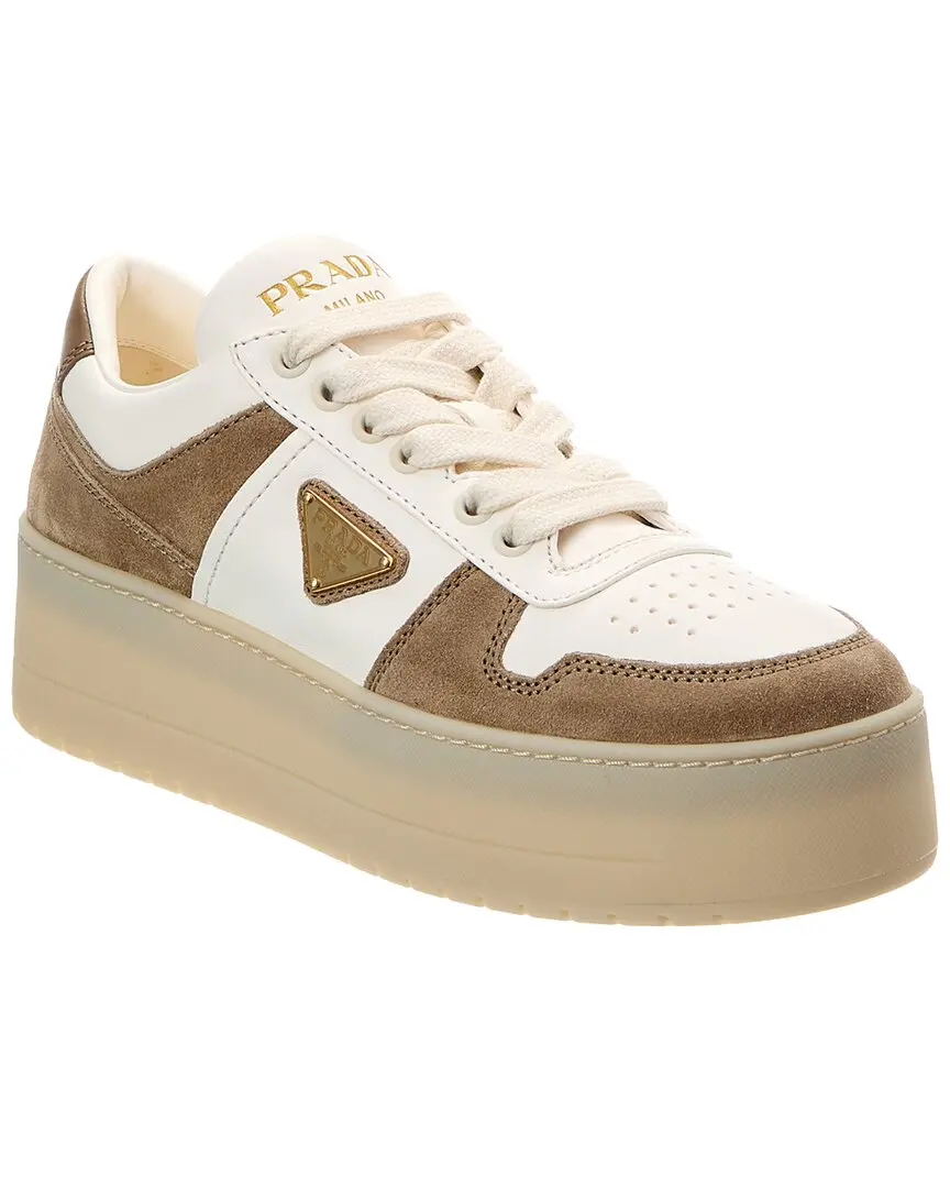 Prada Downtown Suede & Leather Platform Sneaker Prada Downtown Suede & Leather Platform Sneaker