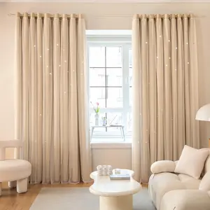 1 Piece Double Layer Hollow-out Design Star Pattern Curtain, Modern Fashion Curtain, Home Decoration Curtain, Window Curtain For Home Living Room Bedroom