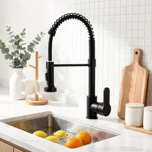 Matte Kitchen Faucets with Pull Down Sprayer, Dual Mode Setting, Single Handle, Commercial Grade, Deck Plate Included
