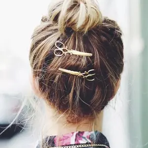 Gold Hair Stylist Shears Hair Clips for Fashionable Hair Styling - Stylish Bobby Pins for Women, Durable Design, Perfect for Various Hairstyles