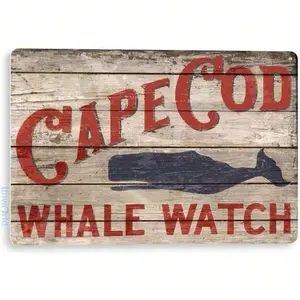 Aluminum Coastal Whale Watch Sign Vintage Beach House Fishing Cottage Nautical Decor Aluminum Wall Art