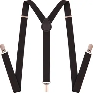 Suspenders for Men and Women Adjustable Elastic 1 inch Wide Leather Heavy Pants Strong Metal Clips Suspender Costume