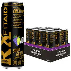 FITAID RX CREATINE Sport Drink, Clean Workout Recovery, Sour Grape, BCAAs, Glucosamine, Turmeric, Electrolytes, No Sucralose