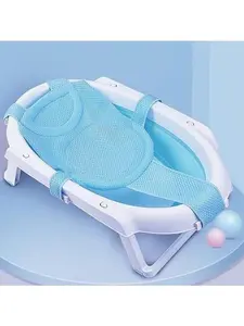 Baby Bath Seat Mat Infant Bathing Support Mat with Five Safety Support Corner Adjustable Antiskid Bath Net Cushion Baby Shower Net Pad Comfortable Baby Bathtub Sling