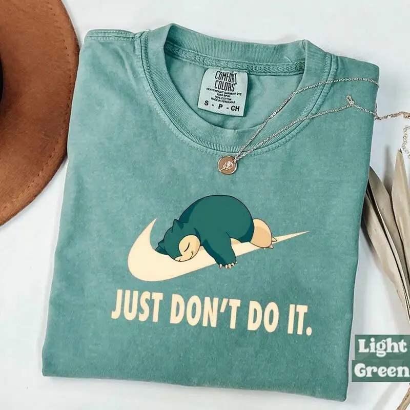 Comfort Colors Pokemon Snorlax Shirt, Just Don’t Do It Meme Tee, Retro Anime Graphic Unisex Shirt, Funny Pokemon Fan Gift, Birthday Gift