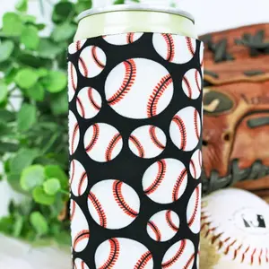 Everything Baseball Sports Gift - Tall Slim Can Baseball Drink Sleeve Koozie