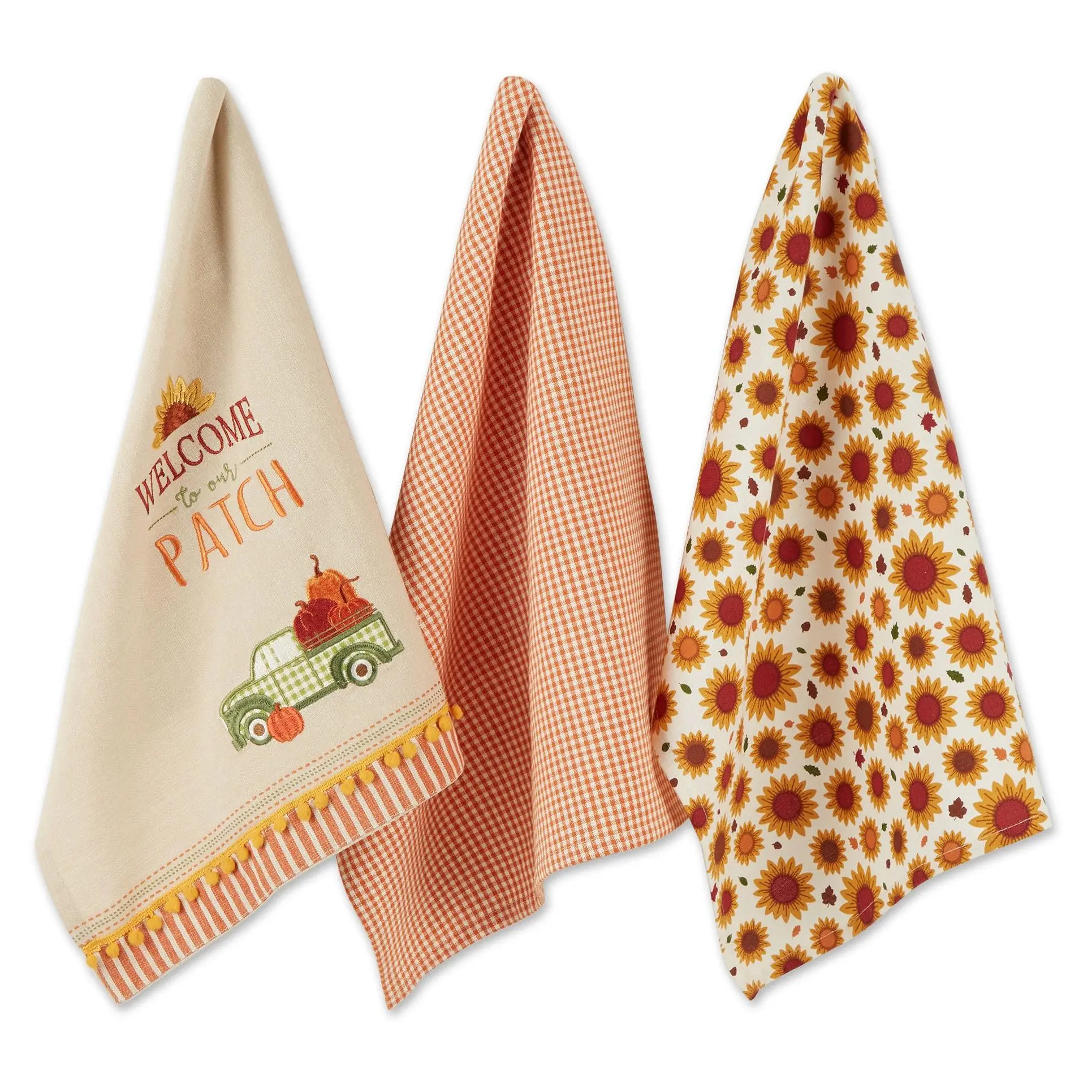 Design Imports Set of 3 Pumpkin Patch Truck Kit chen Towels