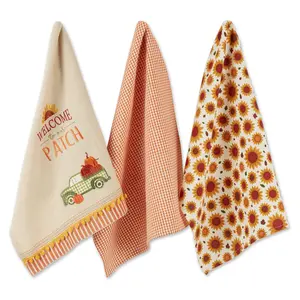 Design Imports Set of 3 Pumpkin Patch Truck Kit chen Towels