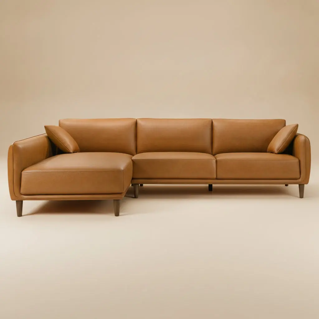 Draper Sectional Left - Cognac Vegan Leather
