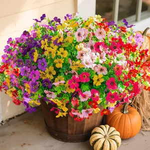 16 Bundles UV Resistant Outdoor Artificial Flower Bundles for porch & yard decor | fake flowers for outdoor planters, filler flowers for patio & garden decoration