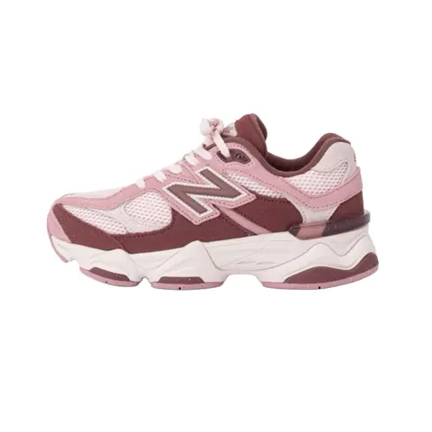 NEW BALANCE 9060 Pink Velvet Washed Burgundy Women's Chunky Shoes - Suede & Mesh Sneakers, Cushioned Sole, Mesh Base Feels Airy and Breathable, Great for Casual Walks & Light Runs, Bold Style for Casual Days, Breathable Running Sneakers, Rubber