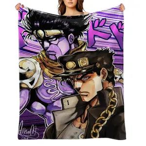 JoJo's-Bizarre-Adventure-Flannel Throw Blanket for Girls Boys- Ultra Soft, Anti-Shrink & Wrinkle-Resistant ,Quick-Dry, Machine Washable Cozy Throw ,Perfect Gift for Kids Adults A-59