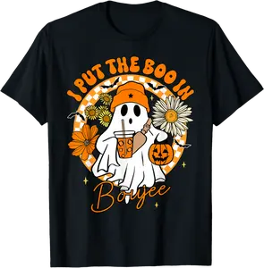 I Put The Boo In Boujee Cute Ghost Boojie Halloween Women T-Shirt - Alyssagor Shop 21B0DDPJ9Q1H