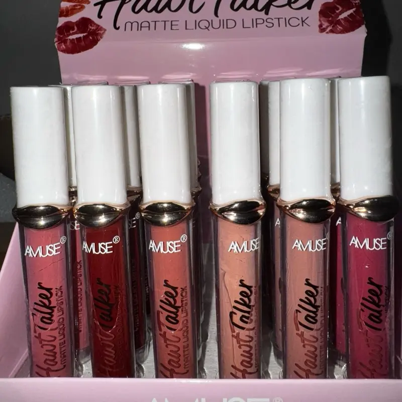 6 piece Velvet Matte Lipstick and Lip Gloss Set - Rich Color, Long-lasting Formula, Smooth Application, Perfect for Everyday Wear Makeup glossy Lip Glaze Set Glass Soft Silky Long-Lasting Lip Glaze lipgloss stick fall Cute Glass Lip Glaze Berry Pink