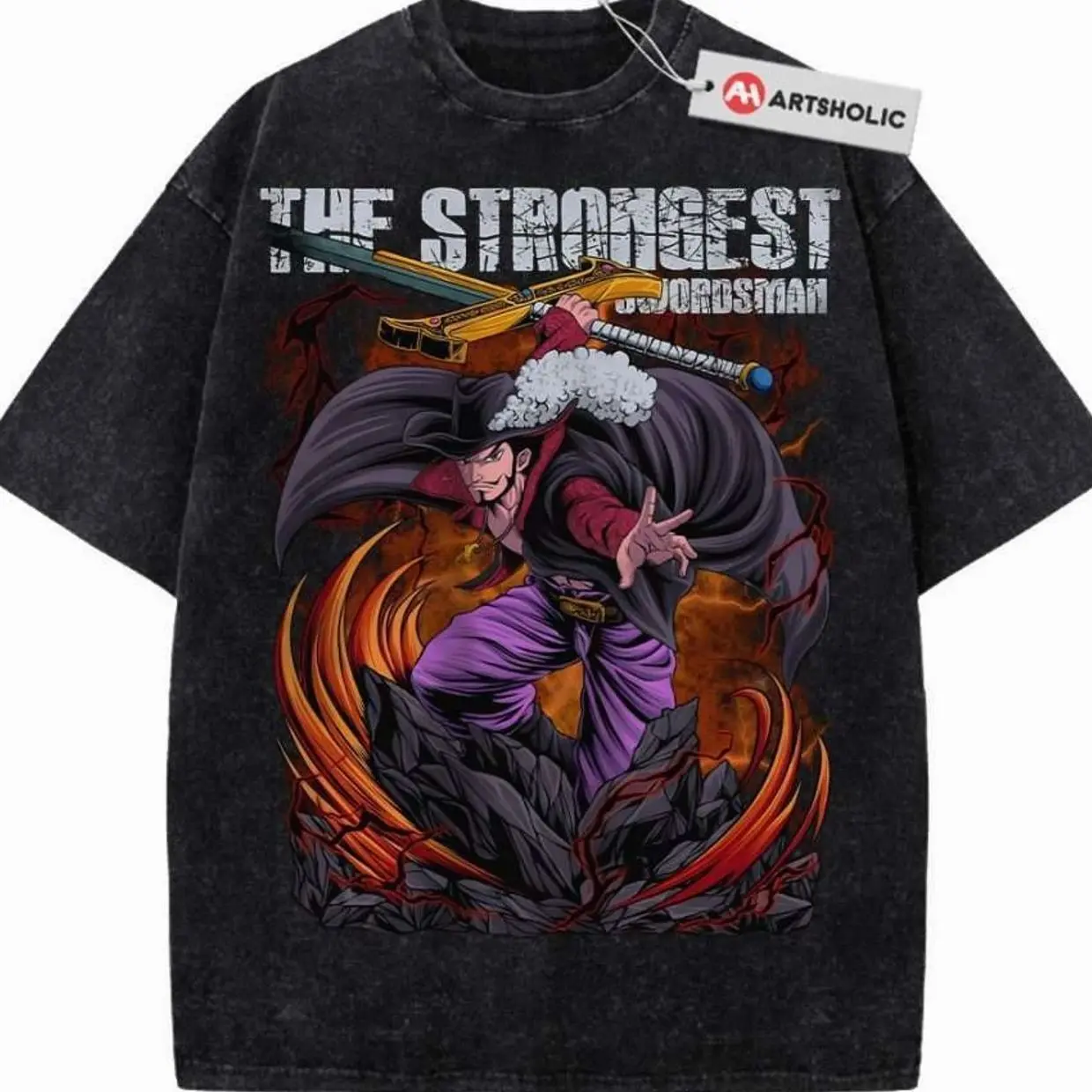 Dracule Mihawk Shirt, One Piece Shirt, Anime Shirt, Vintage T-Shirt , Graphic Tee, Unisex Fashion, Full Color, Full Size, For Men, For Women