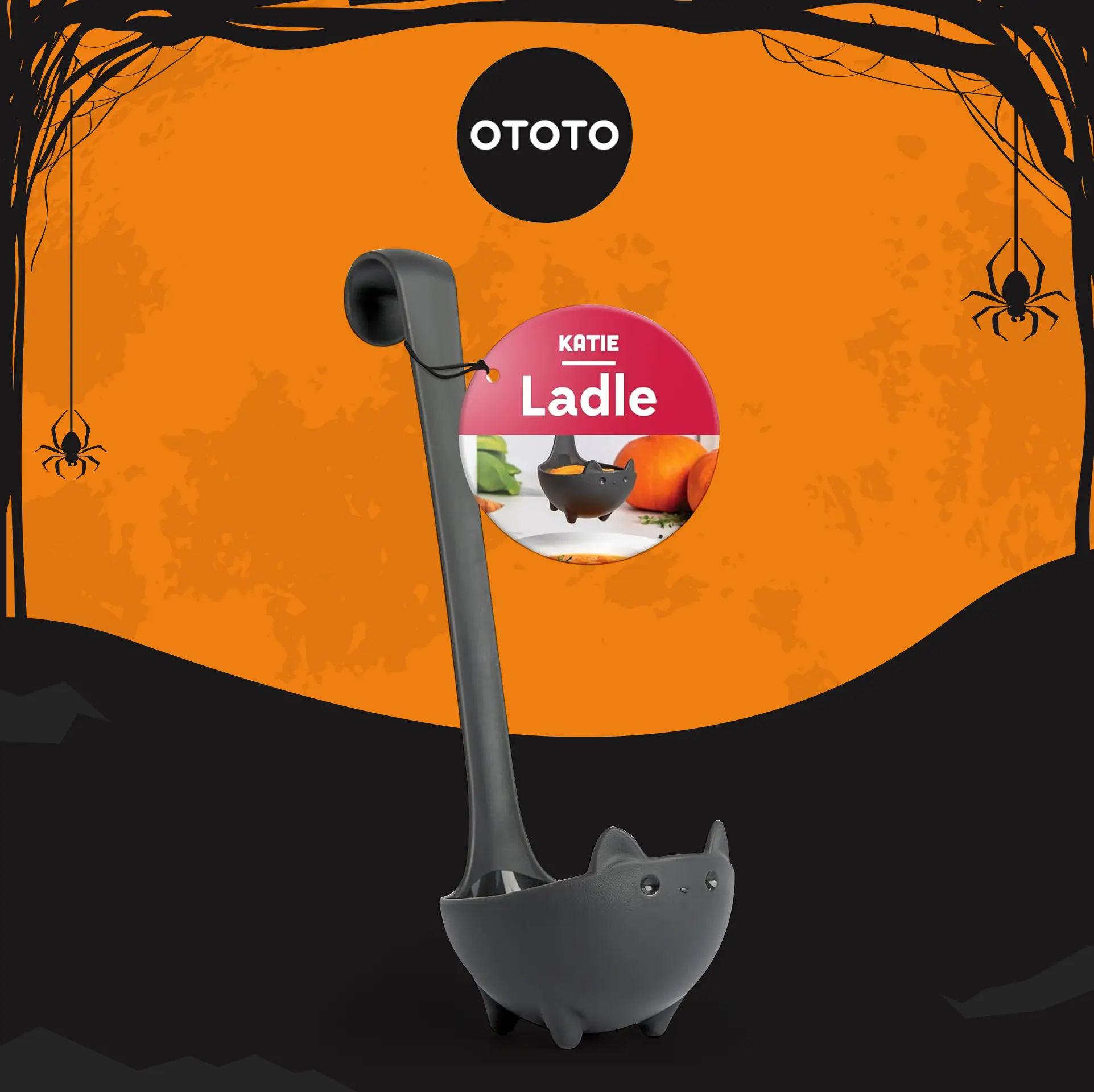 OTOTO Katie Cat Soup Ladle – Halloween Black Cat Kitchen Utensil, Super Cute Gif...