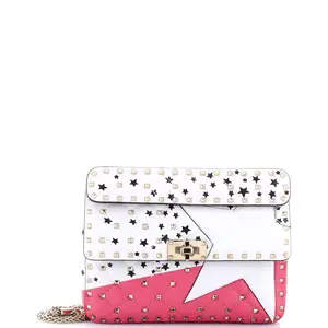 Pre-owned Valentino material Messenger Bags Garavani Rockstud Spike Flap Bag Quilted Leather Medium by Rebag