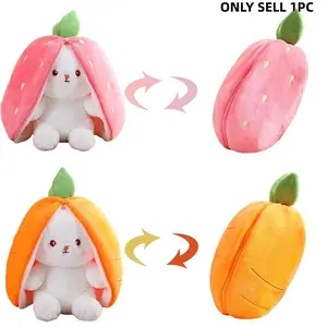 18cm/7.08in Bunny Plush Toy, Cosplay Strawberry Carrot Rabbit Pillow Toy, Kawaii Stuffed Animal Bunny Toy for Valentine's Day and Easter Gifts