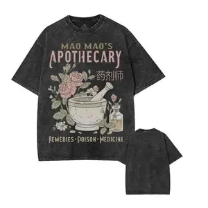 ToolHeaven Cute Apothecary Poisons Vintage Washed Graphic Tee Unisex Heavyweight Soft Cotton T-Shirt, Kawaii T-Shirts, Japanese Graphic Tees, Anime Shirt, Apothecary Diaries, Mao Mao Fabric Menswear