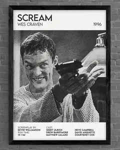 Scream  Movie Film Poster Print Original   Pencil Sketch Style Black White Home Cinema Theatre Horror Scary 1996