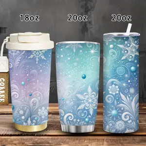 1pc 18oz/20oz Elegant Winter Wonderland Snowflake Tumbler with lid and straw, insulated travel mug, gift for women and men, ideal for Valentine’s Day, Easter, birthday gifts, iced/hot coffee cup