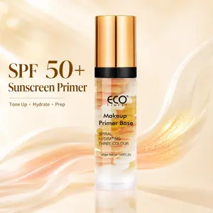 ECO FINEST 3-in-1 Color-Correcting Primer SPF 50 Brightening Oil-Control Moisturizer Long-Lasting Makeup Base for Flawless Skin Tone - Foundation, Cosmetic
