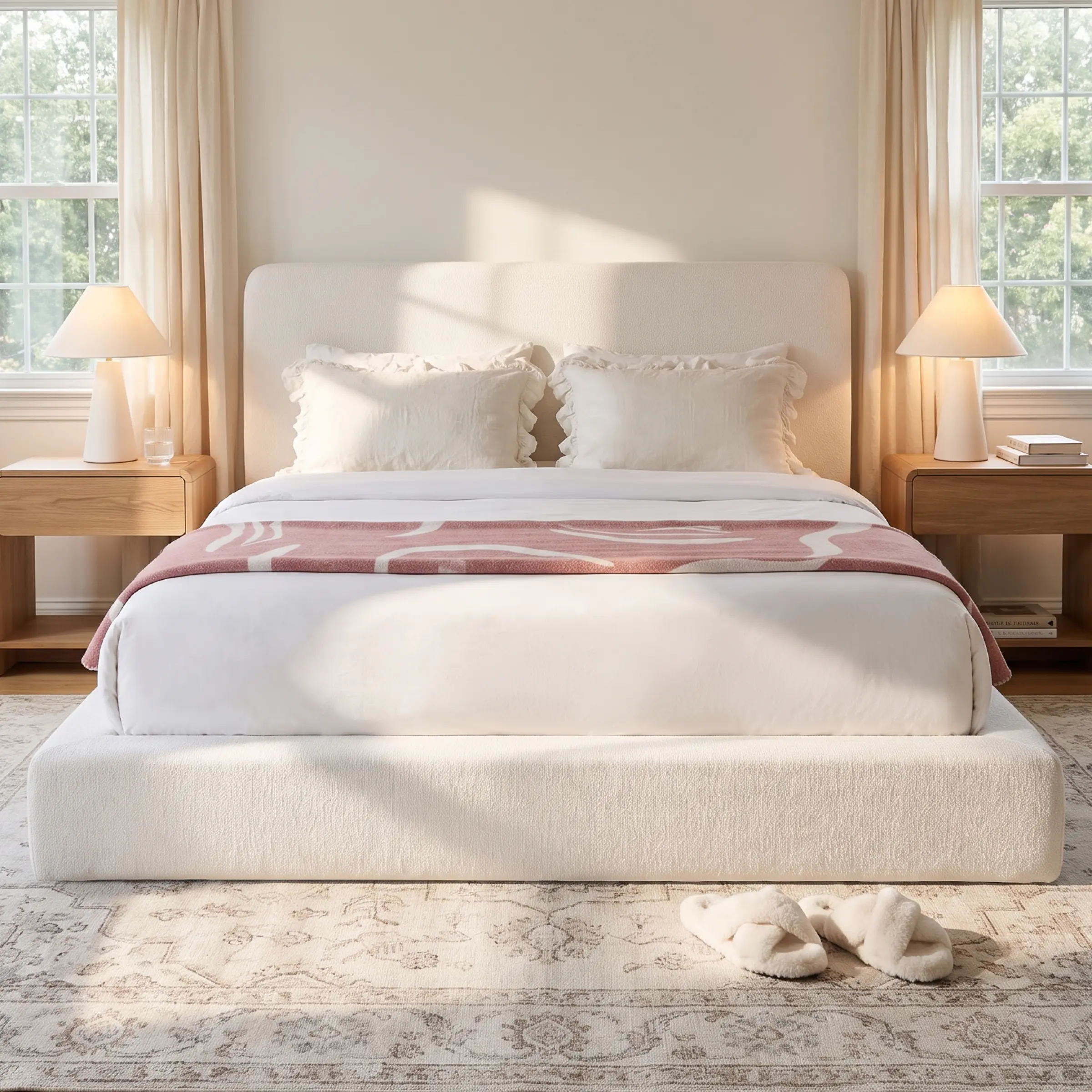 BERRY NEST Queen Sized Cloud Bed Frame with Soft Headboard - Space Saver Fully Upholstered Platform Frame, 5-Inch Foam Cushioned Design, No Box Spring Needed, Easy Assembly