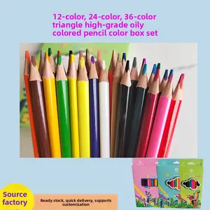 12 colors, 24 colors, 36 colors, triangular color pencils, oil-based lead pencils for primary school students, carton set, brushes