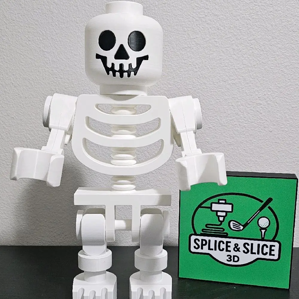 Oversized 3D Printed Mega Brick Big Blocky Spooky Skeleton Figurine - High Detail Collectible Desk Buddy, Halloween Decoration Gift, Collectible Figure Ornament, Decor Statues