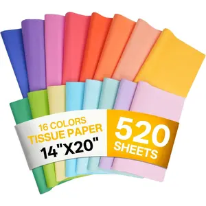 Colored Tissue Paper 14 x 20 in 520 Sheets,16 Assorted Colors 8.2 LB  Wrapping Bulk Tissue Paper for Packaging Crafts  Bags