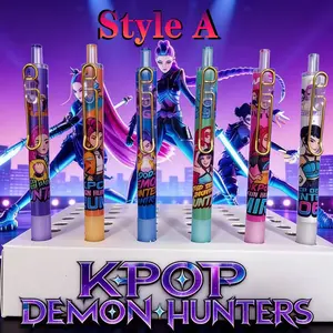 2pcs/4pcs/6pcs Kpop Blind Box Ballpoint Pens, Smooth Gel Ink, 0.5mm Metal Click Pen, Random Styles, School Supplies Gift, Stationery Supplies, Pen Set