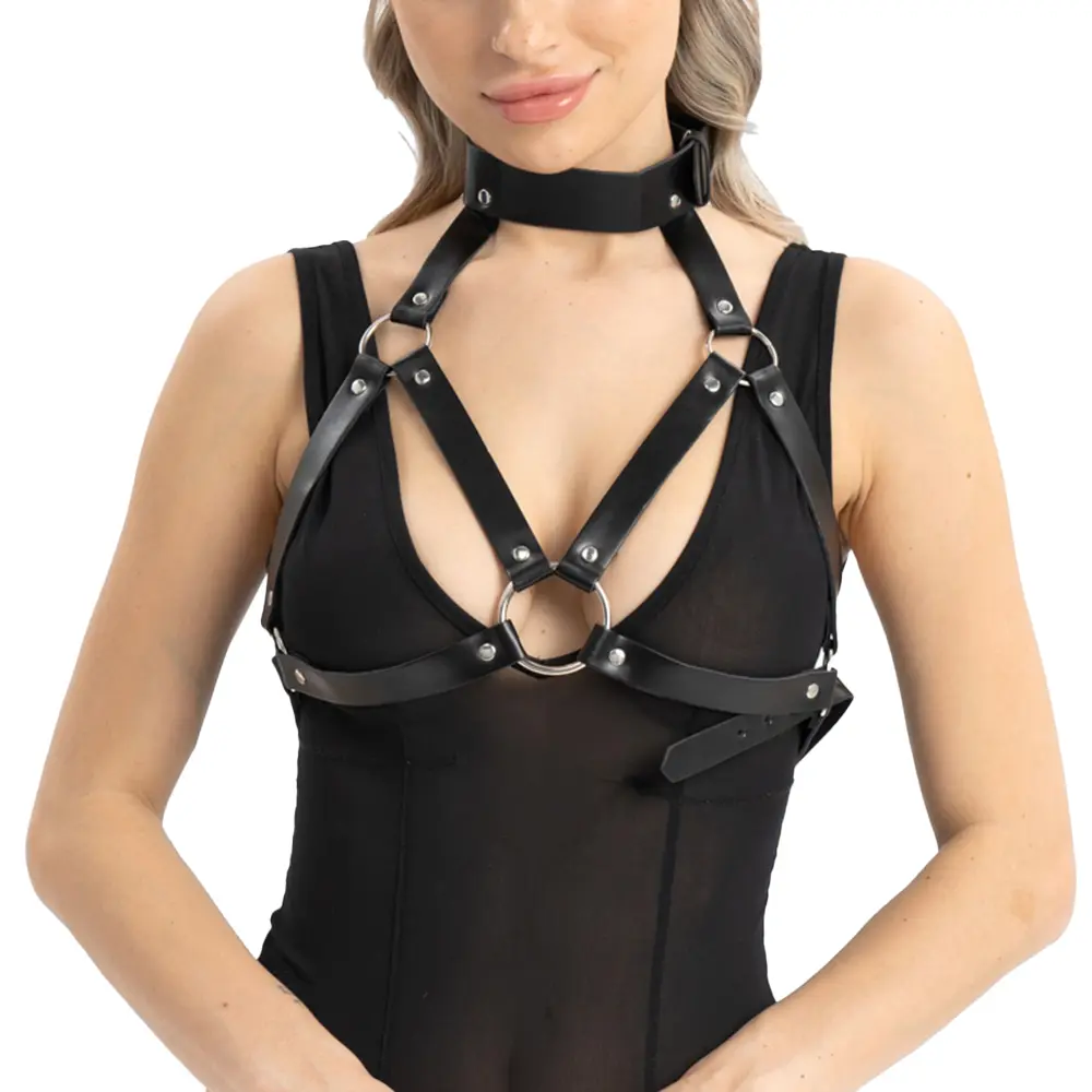 Warandod Gothic Leather Body Harness Punk Chest Strap Necklace Underbust Belt Festival Rave Outfit Cosplay Accessories