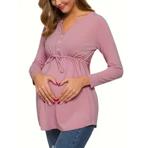 Solid Color Cinched Maternity Nursing Top