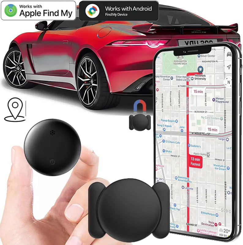 GPS Tracker for Vehicles Real-Time Mini Magnetic Car Tracker Device with Free App Hidden GPS Tracking for Cars Trucks Motorcycles Kids Pets Anti-Theft No Monthly Fee For Apple Find My & Android iOS localizador  gps