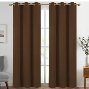 Diraysid Chocolate Brown Grommet Blackout Curtains for Bedroom Thermal Insulated Room Darkening Curtains Drapes,1Panels 54”/84”
