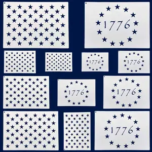 American Flag 50 Star Stencils and 13 Stars 1776 Templates Ideal for Painting on Wood Fabric Paper Walls [6 Sizes 2 Styles]