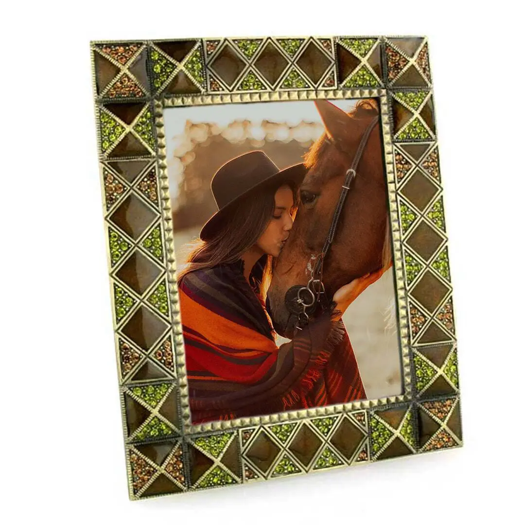 Pyramidal & Diamond Elegance Rectangular Crystal Picture Frame 3.5" x 5"