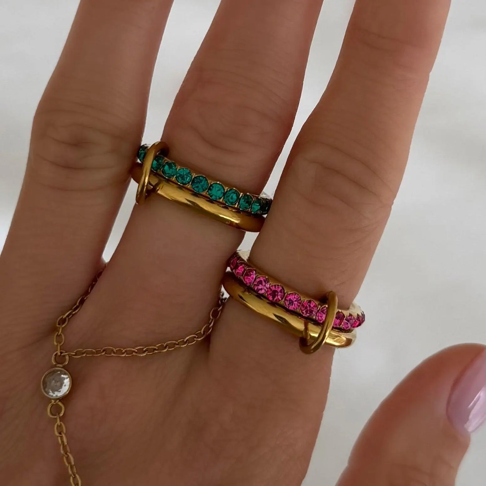 EVRY JEWELS Gold or Silver Plated Women's Hypoallergenic Rosie Glow Stacked Ring