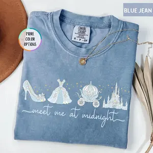 Comfort Colors Meet me at Midnight Shirt, Ciinderella Inspired T-Shirt, Girls Trip 2025, Magic Kingdom Princess Party Gift LUT2R