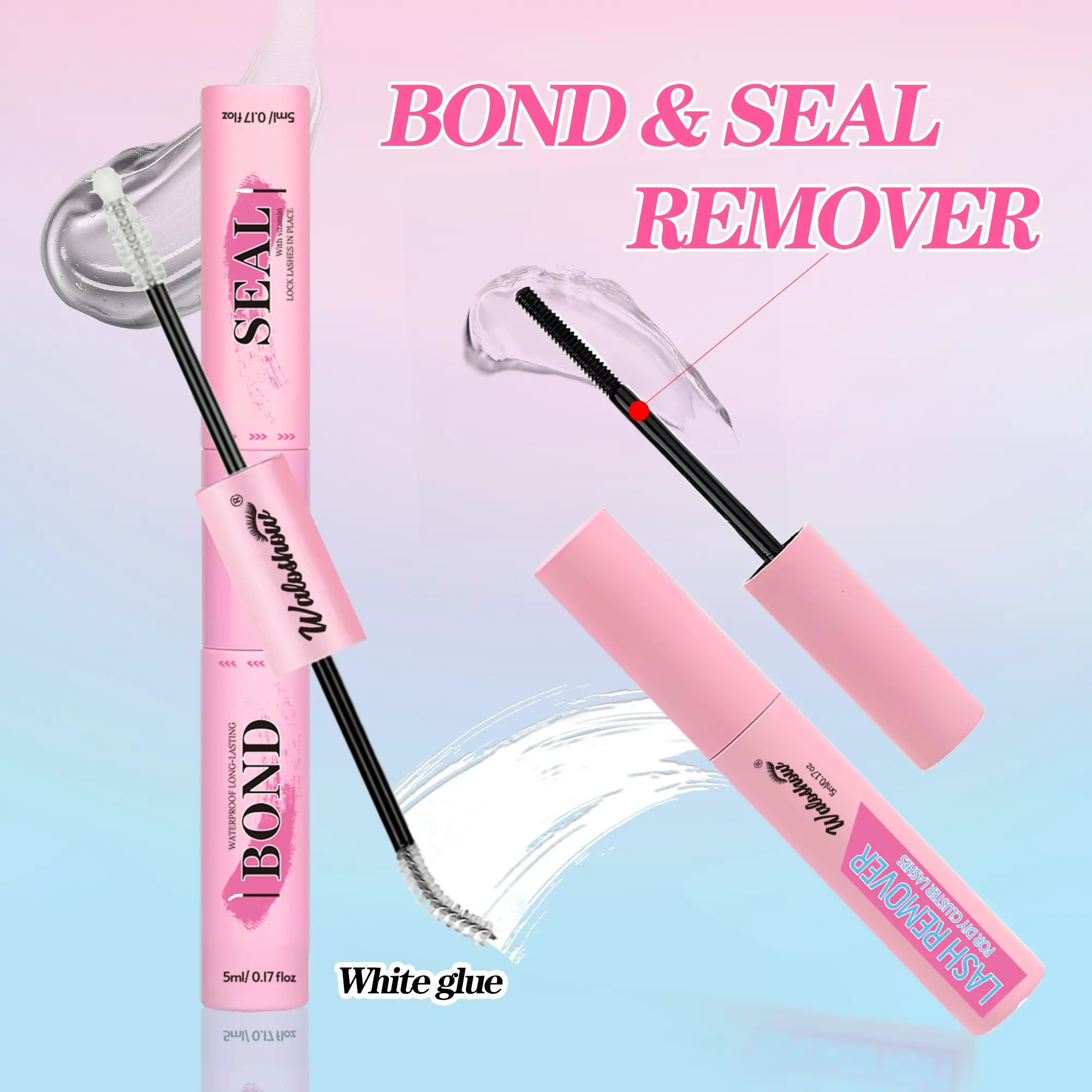 5ML*2 Eyelash Bonding Glue and Sealer Set, Eyelash Bond, Transparent Single Lash Extension Adhesive, 5ML Glue Remover, Gentle Long-Lasting False Eyelashes Kit, Eyelash Extension Supplies