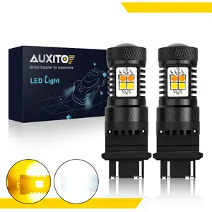 AUXITO White and Amber Dual Color Switchback  7443 7440 3157 3155 3457 4157 1157 2057 LED Bulbs with Projector 3030 Chipsets for Car Turn Signal Lights Parking Lights, (Pack of 2)