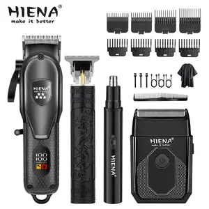4-piece set, trimmer set, razor and nose hair trimmer, men's grooming set, family hairdressing tools, long battery life, lightweight design, easy operation, men's Christmas and holiday gifts.
