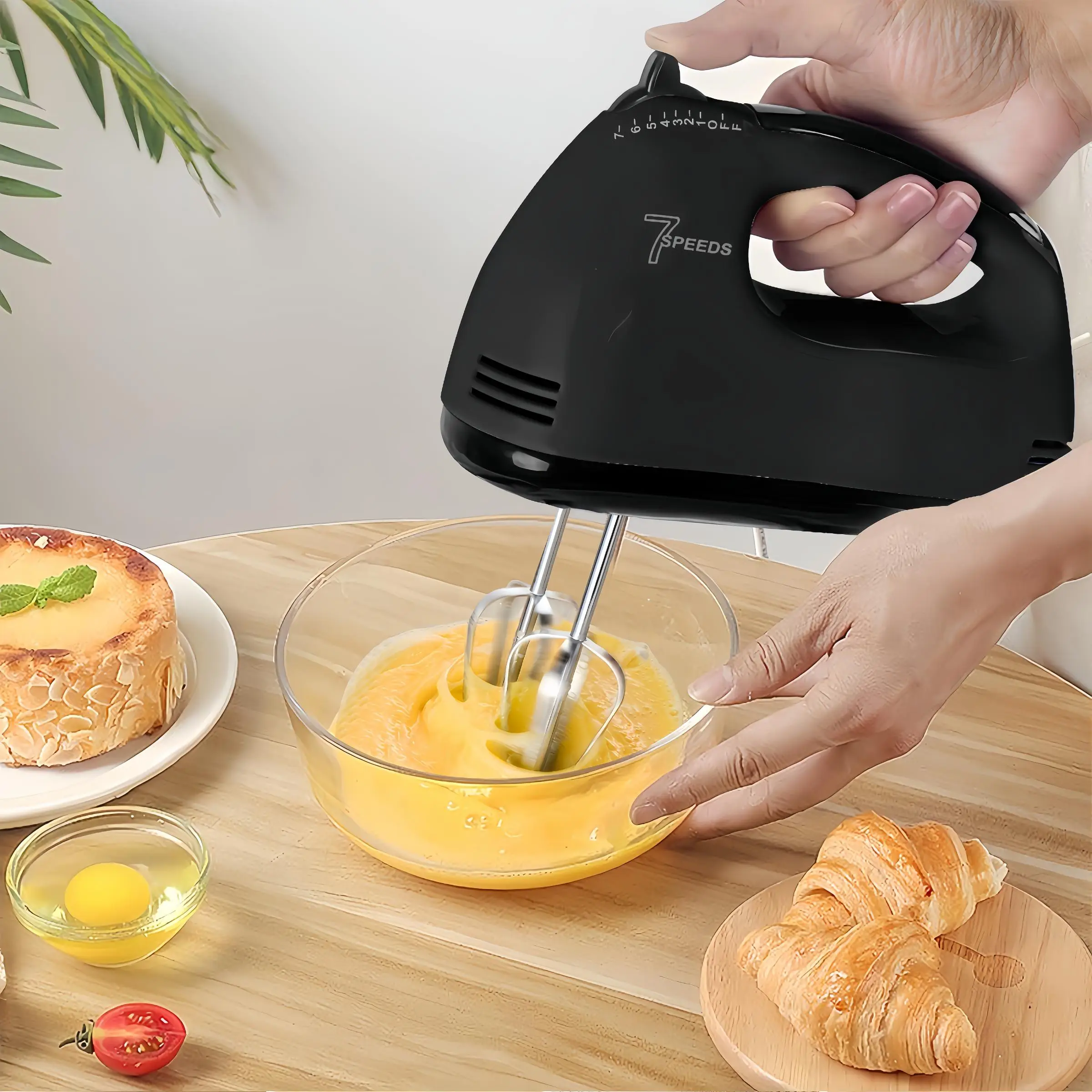 7-speed Electric Hand Mixer, Handheld Egg Beater, Small Cream Whipper, Baking Electric Mixer, Kitchen Aid Mixer, Electric Food Mixer with Replacement
