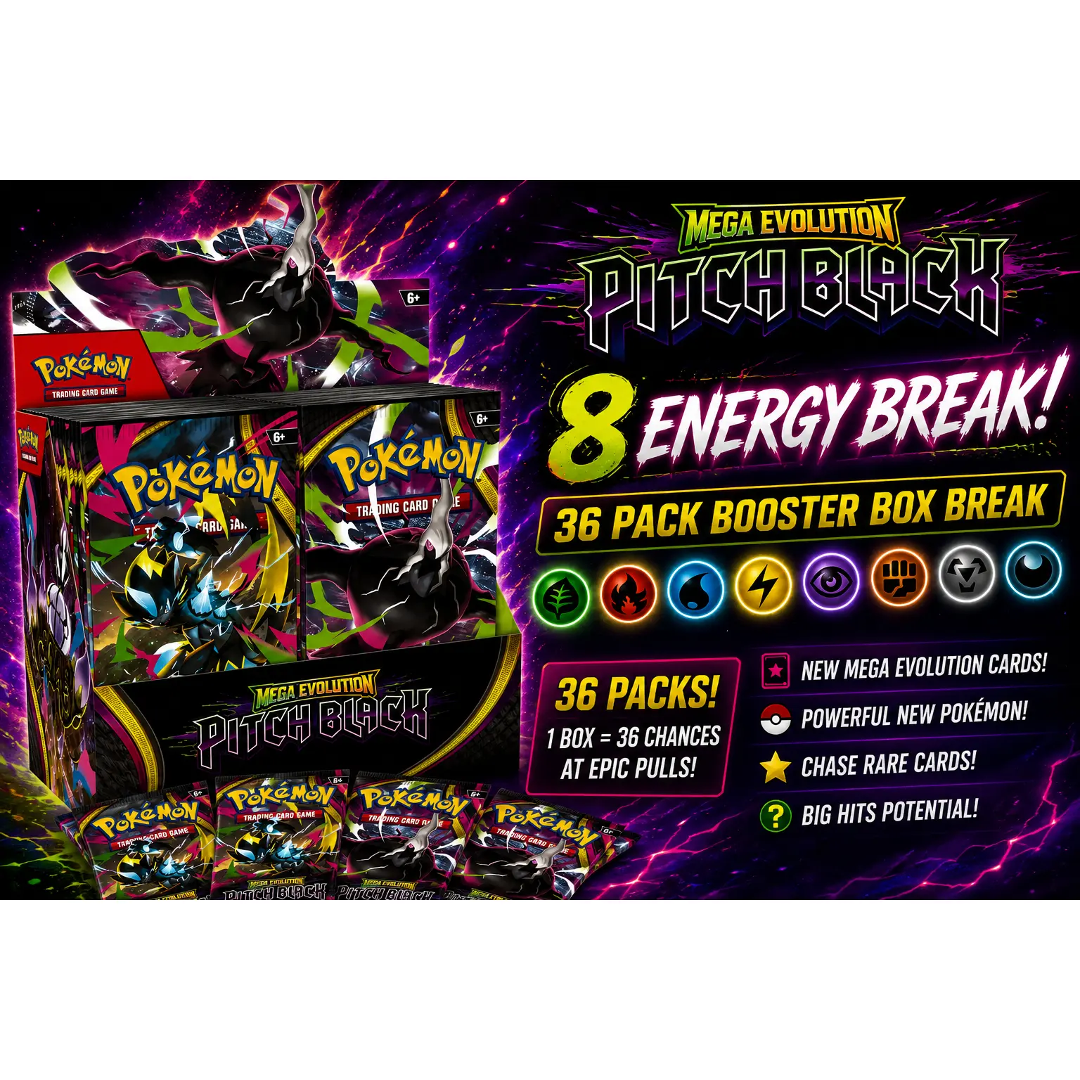 Pitch Black Full Booster Box Energy Break #3 (36 Packs)