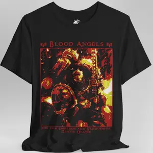 Warhammer 40K Blood Angels T-Shirt – For the Emperor and Sanguinius Graphic Tee, Space Marine Chapter Shirt, Unisex Cotton Top for Sci-Fi Gamers & Collectors, Grimdark Fan Apparel