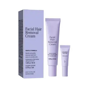 Facial Hair Removal Cream with Serum, Gentle and Painless Formula, Suitable for Sensitive Skin, Smooth Hair Removal Effect